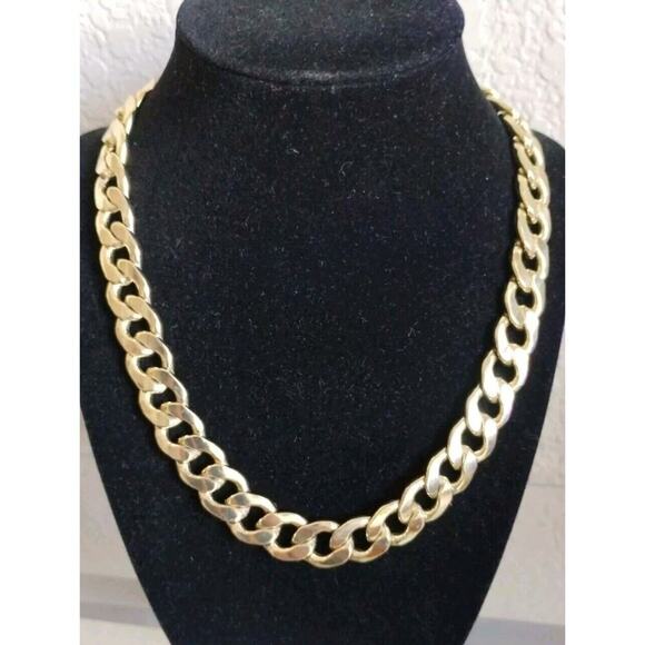 Vintage Estate CHUNKY Curb Link Chain Gold Tone 18-20" Adjustable Necklace HEAVY - Picture 1 of 9